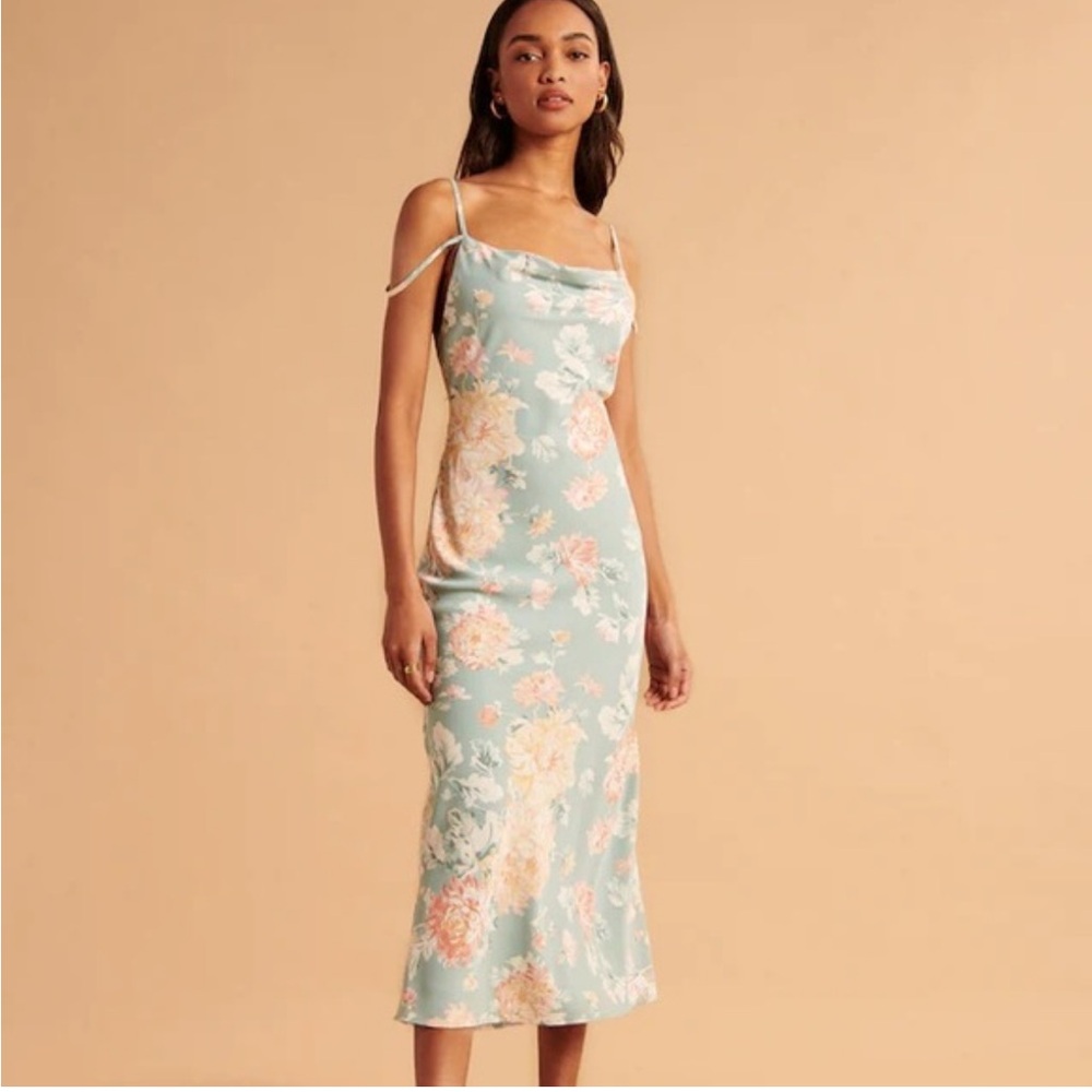 Abercrombie & Fitch Floral Midi Dress - Blue